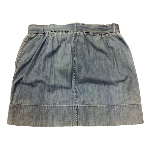 Express Chambray Belted Pockets 100% Cotton Skirt Sz M Stretch Hippie - Picture 2 of 8